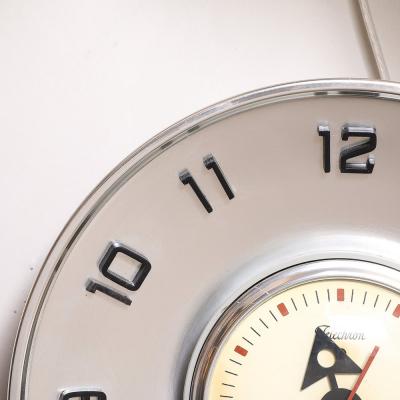  Telechron Mid Century Brushed Aluminum Bakelite Telechron Saucer Wall Clock Model 2H101