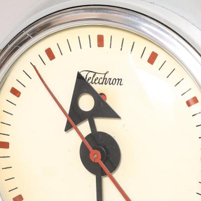  Telechron Mid Century Brushed Aluminum Bakelite Telechron Saucer Wall Clock Model 2H101