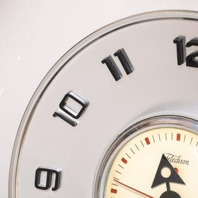  Telechron Mid Century Brushed Aluminum Bakelite Telechron Saucer Wall Clock Model 2H101