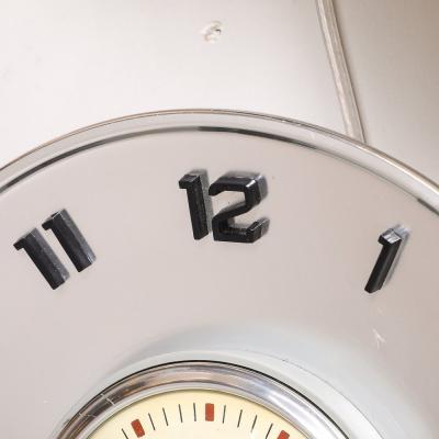  Telechron Mid Century Brushed Aluminum Bakelite Telechron Saucer Wall Clock Model 2H101