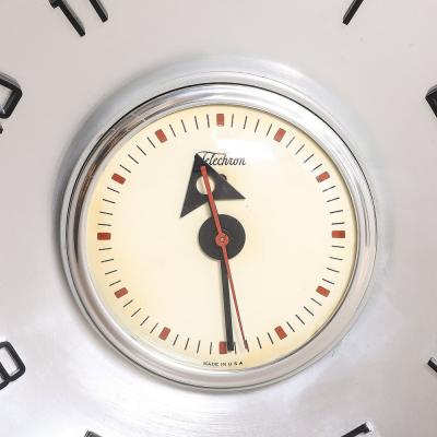  Telechron Mid Century Brushed Aluminum Bakelite Telechron Saucer Wall Clock Model 2H101