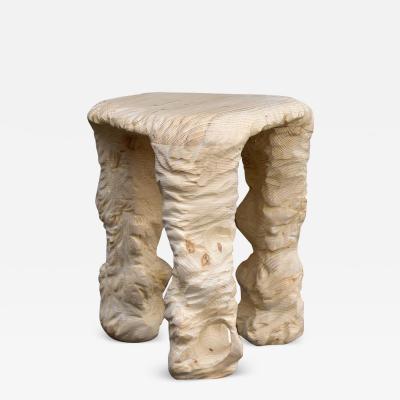  Tellurico Design Studio 3 Legs Stool Carved Wooden Stool