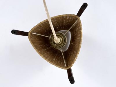  Temde Leuchten Lovely Mid Century Modern Teak Sisal Bedside Table Lamp Denmark 1960s