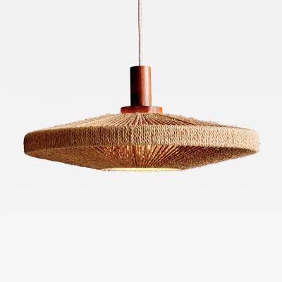  Temde Leuchten Temde Leuchten UFO Disc Pendant with Teakwood Centerpiece