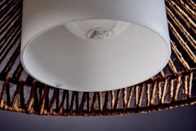  Temde Leuchten Temde Sisal and Teak Pendant Lamp
