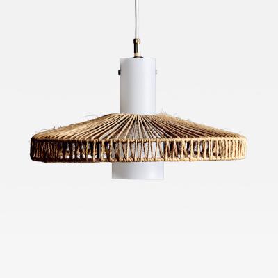  Temde Leuchten Temde Sisal and Teak Pendant Lamp