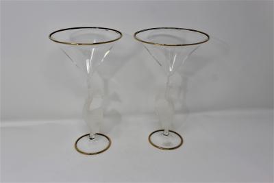  Tessaro Murano Glass Martini Glasses by Tessaro a Pair