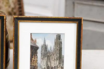  Th odore Henri Mansson Pair of Framed Watercolors Depicting Gothic Churches by Th odore Henri Mansson