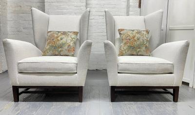  Thayer Coggin 1960s Thayer Coggin Wingback Chairs