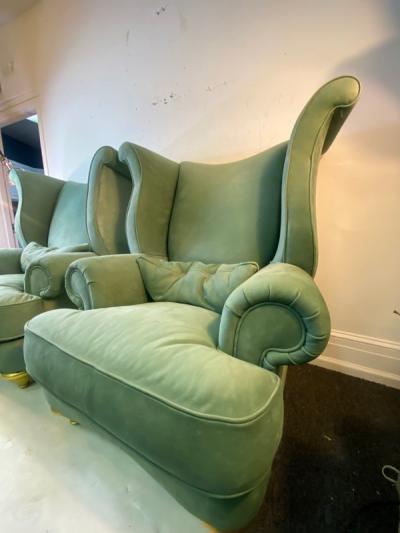  Thayer Coggin MONUMENTAL ADVANT GARDE WING CHAIRS IN THE MANNER OF SALVADOR DALI