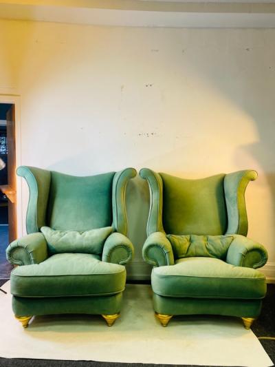  Thayer Coggin MONUMENTAL ADVANT GARDE WING CHAIRS IN THE MANNER OF SALVADOR DALI