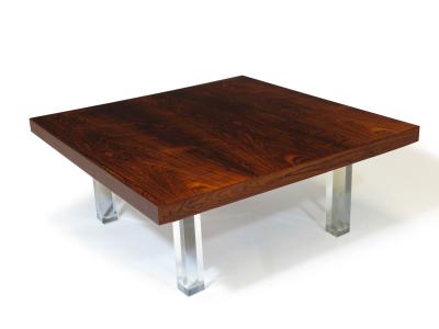  Thayer Coggin Milo Baughman Brazilian Rosewood and Lucite Coffee Table