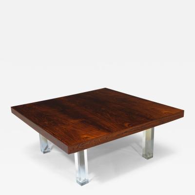  Thayer Coggin Milo Baughman Brazilian Rosewood and Lucite Coffee Table