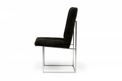  Thayer Coggin Milo Baughman for Thayer Coggin Black Woven Fabric Captain Dining Side Chairs