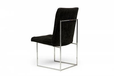  Thayer Coggin Milo Baughman for Thayer Coggin Black Woven Fabric Captain Dining Side Chairs