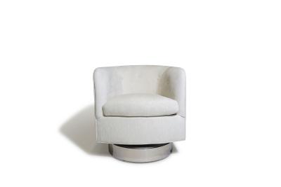  Thayer Coggin Swivel Tilt Chrome Base Lounge Chairs by Milo Baughman for Thayer Coggin