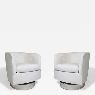  Thayer Coggin Swivel Tilt Chrome Base Lounge Chairs by Milo Baughman for Thayer Coggin