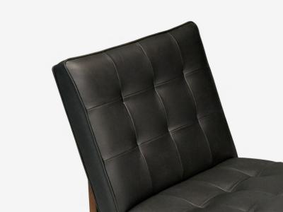 Thayer Coggin Thayer Coggin Danish Modern Style Tufted Black Leather Lounge Chairs 21st C 