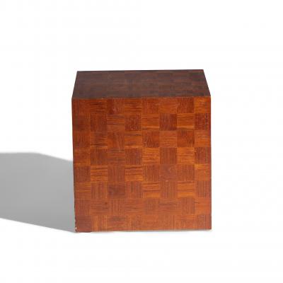  Thayer Coggin Thayer Coggin Style Mid Century Walnut Parquet Cube End Table