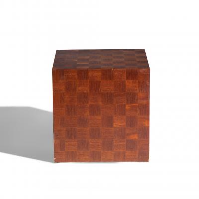  Thayer Coggin Thayer Coggin Style Mid Century Walnut Parquet Cube End Table