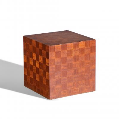  Thayer Coggin Thayer Coggin Style Mid Century Walnut Parquet Cube End Tables Pair