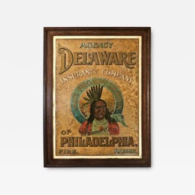  The Delaware Insurance Company of Philadelphia Advertising Tin Sign The Delaware Insurance Company of Philadelphia Circa 1885