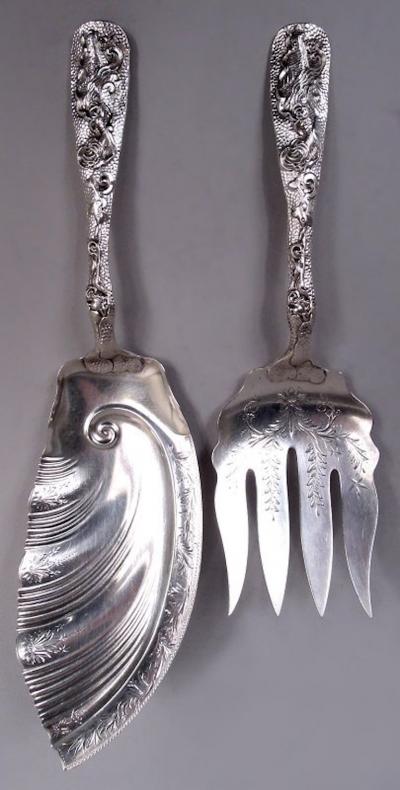  The Duhme Company Duhme American Japonesque Sterling Silver Fish Serving Fork Slice