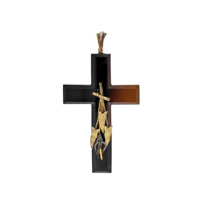  The Holy Bible Biblical 14K YELLOW GOLD VICTORIAN AMBER CROSS PENDANT