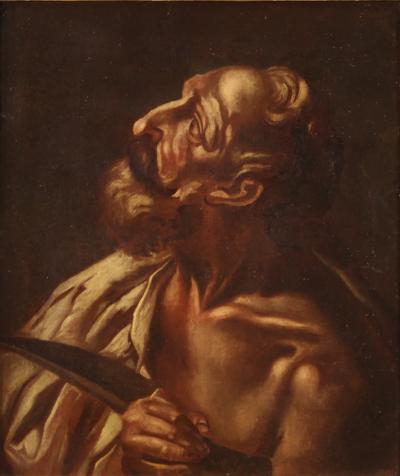  The Holy Bible Biblical Religious oil painting on canvas of Saint Bartholomew from the 17th century