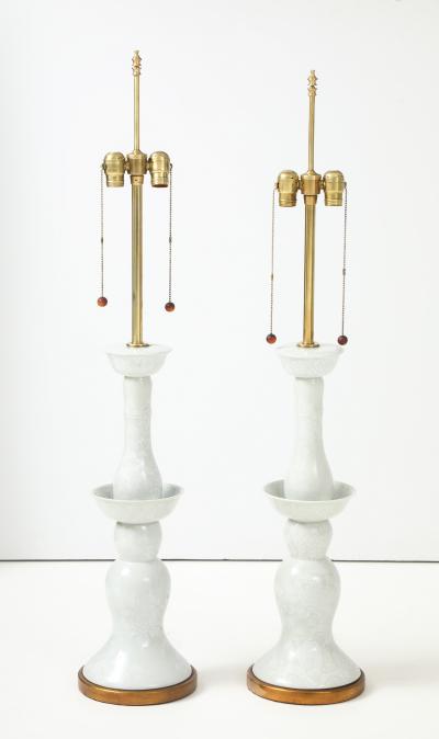  The Marbro Lamp Company 1950s Large Porcelain And Brass Table Lamps By Marbro Lamp Company