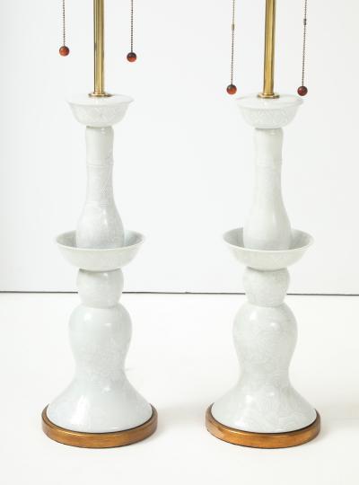 The Marbro Lamp Company 1950s Large Porcelain And Brass Table Lamps By Marbro Lamp Company