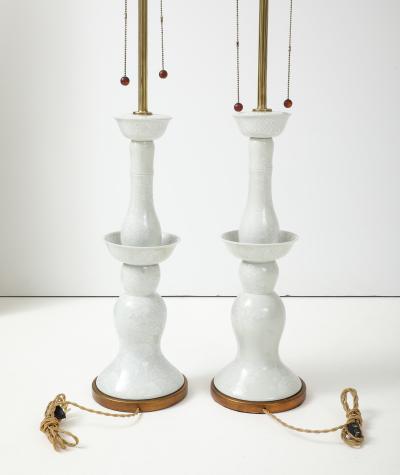  The Marbro Lamp Company 1950s Large Porcelain And Brass Table Lamps By Marbro Lamp Company