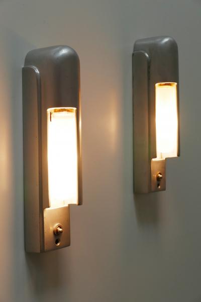  The Simes Co NY Rare Set of Two Streamline Cruise Ship Cabin Sconces by The Simes Co NY 1930s