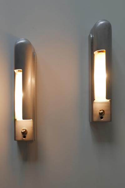  The Simes Co NY Rare Set of Two Streamline Cruise Ship Cabin Sconces by The Simes Co NY 1930s