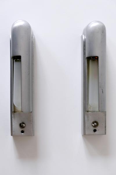  The Simes Co NY Rare Set of Two Streamline Cruise Ship Cabin Sconces by The Simes Co NY 1930s