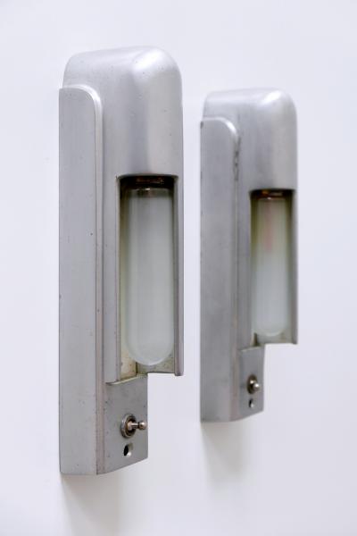  The Simes Co NY Rare Set of Two Streamline Cruise Ship Cabin Sconces by The Simes Co NY 1930s