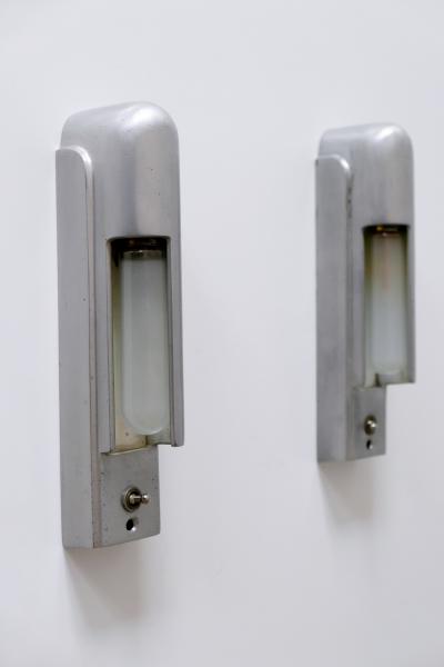  The Simes Co NY Rare Set of Two Streamline Cruise Ship Cabin Sconces by The Simes Co NY 1930s