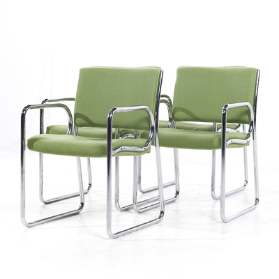  The Vecta Group Dallas Vecta Group Dallas Mid Century Green and Chrome Chairs Set of 4