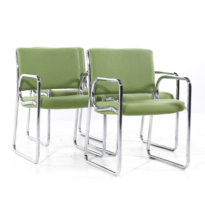  The Vecta Group Dallas Vecta Group Dallas Mid Century Green and Chrome Chairs Set of 4