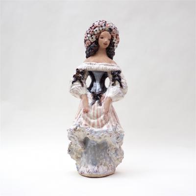  Thelma Frazier Winter Ceramic Sculpture Woman in dress 1955 USA