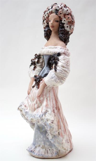  Thelma Frazier Winter Ceramic Sculpture Woman in dress 1955 USA