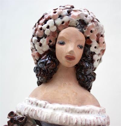  Thelma Frazier Winter Ceramic Sculpture Woman in dress 1955 USA