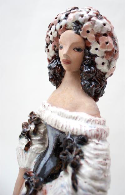  Thelma Frazier Winter Ceramic Sculpture Woman in dress 1955 USA