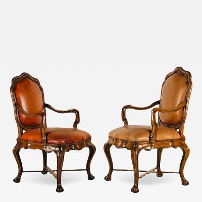  Therien Studio Workshops Pair of Large Venetian Walnut Armchairs by Therien Studio Workshops