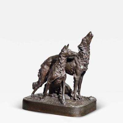  Thi baut Fr res French Bronze Group of Two Wolfhounds by Mathilde Thomas soyer 1858 1940 