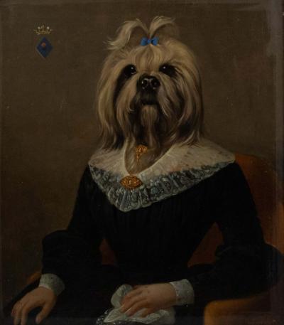  Thierry Poncelet French Victorian Yorkshire Terrier Lady Portrait