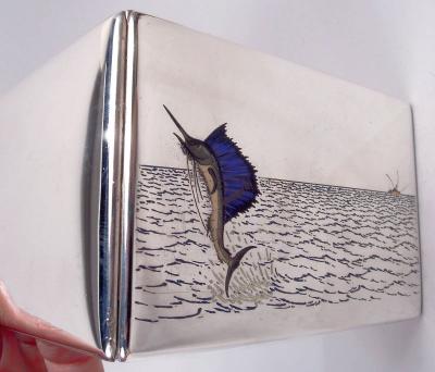 Thomae in Attleboro American Modern Enamel Swordfish Cigarette Case
