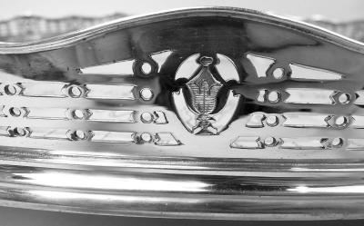  Thomas Bradbury Sons Ltd Large English Edwardian Regency Sterling Silver Gallery Tea Tray 1909