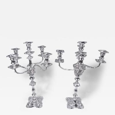 Thomas Bradbury Sons Ltd Pair of Tall English Edwardian Georgian Classical 5 Light Candelabra