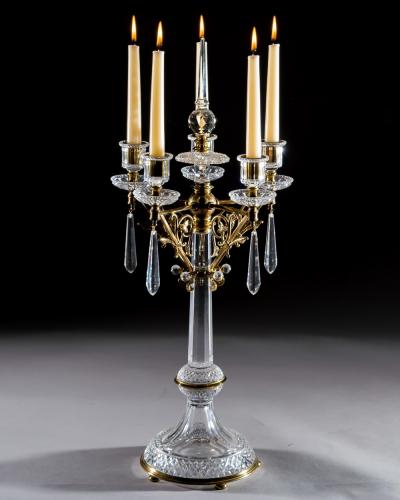  Thomas F C Osler A PAIR OF GILT BRONZE FIVE LIGHT CANDELABRA BY F C OSLER